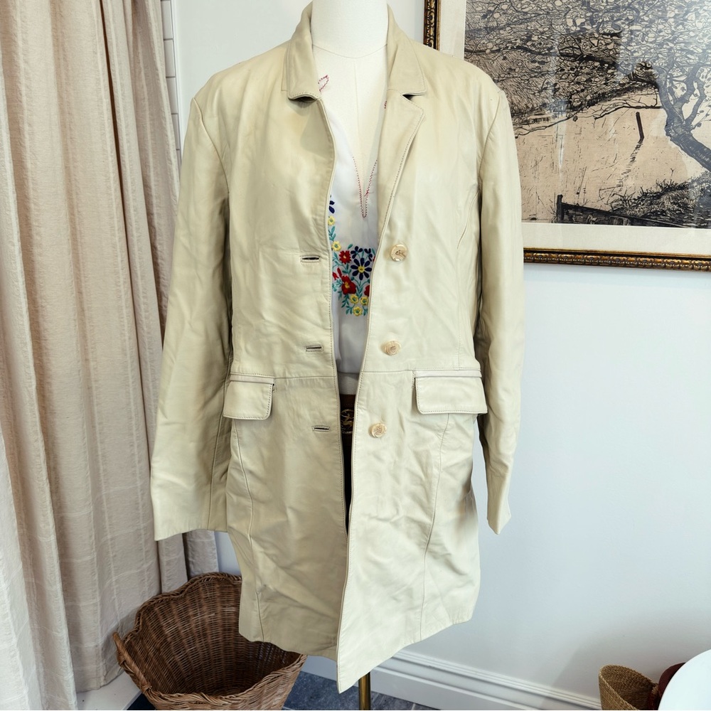 ✨ FREE PEOPLE vintage 90s leather coat / jacket - Picture 2 of 4